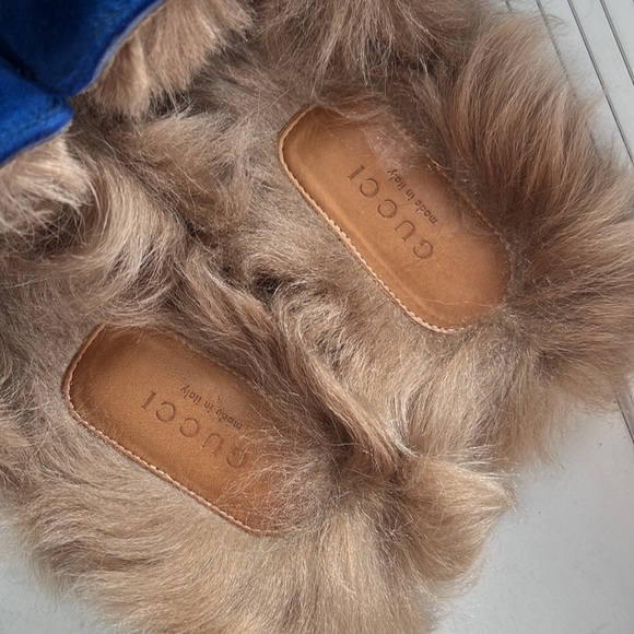 Gucci blue velvet slipper with fur - Picture 6 of 11